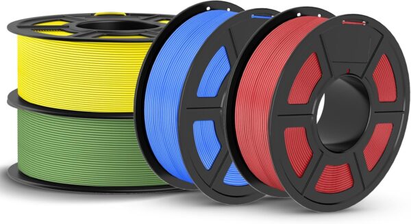 JAYO PLA 3D Printer Filament Bundle 4.4KG, PLA Filament 1.75mm Bulk, Dimensional Accuracy +/- 0.02mm, 4 Pack 1.1kg Spool (Cherry Red,Pri-Yellow,Pri-Cyan,Olive Green)