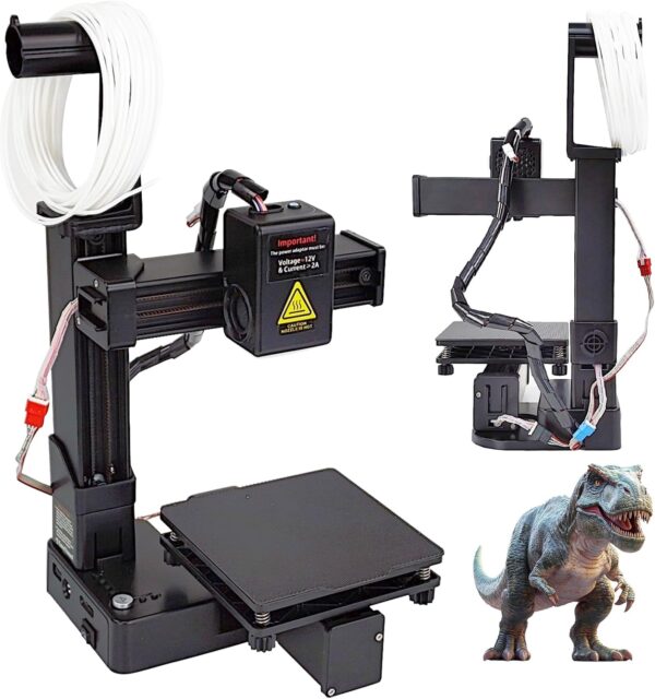 K10 Small Entry Level Portable 3D Printer - Compact FDM 3D Printer with Removable Build Plate, 100x100x100mm Build Volume, Easy-to-Use Design for Beginners (Black)