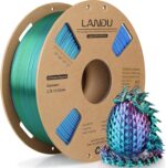 LANDU Silk Tri-Color PLA Filament 1.75mm 1Kg, Triple Color Silk PLA Filament, Silk Rainbow PLA Filament, Neatly Wound 3D Printer Filament, 3 in 1 Multi Color Filament +/-0.02mm, Silk Red Blue Green