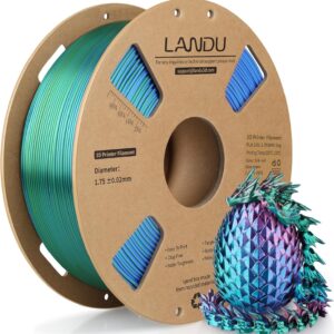 LANDU Silk Tri-Color PLA Filament 1.75mm 1Kg, Triple Color Silk PLA Filament, Silk Rainbow PLA Filament, Neatly Wound 3D Printer Filament, 3 in 1 Multi Color Filament +/-0.02mm, Silk Red Blue Green
