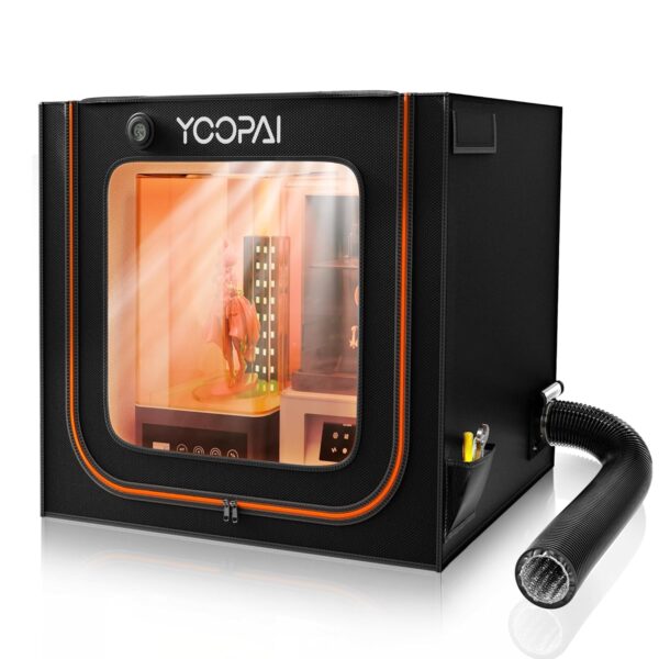 Large Resin 3D Printer Enclosure with Ventilation Kit LED Light, 3D Printer Vented Enclosure Tent Cover Eliminate Odors Dustproof Isolate Noise Compatible with LCD Resin UV 3D Printer