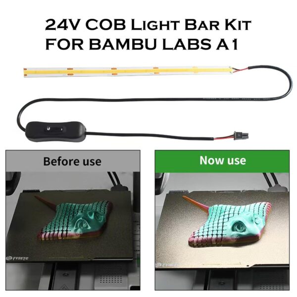Led Light Strip for Bambu Lab A1 3D Printer Accessories 24V COB Light Bar Kit, Fill Light Ra95 24V Super Bright, Plug and Play Set, Flexible High Density Uniform Light (for BambuLab A1) - Image 2