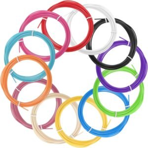 MECCANIXITY 12 Pcs 3D Pen Filament, 1.75mm Dia 16.4ft Length PLA 3D Printing Pen Filament Refills for 1.75mm 3D Printing Pen, 12 Colors