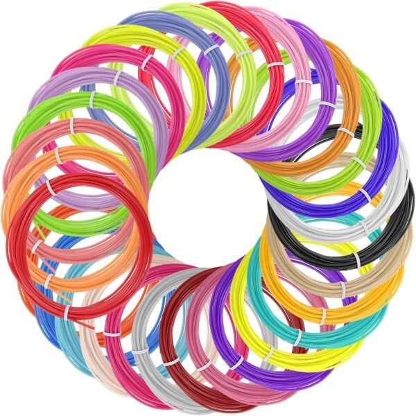 MECCANIXITY 30 Pcs 3D Pen Filament, 1.75mm Dia 16.4ft Length PLA 3D Printing Pen Filament Refills for 1.75mm 3D Printing Pen, 30 Colors