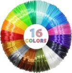 MIKA3D 16 Colors Silk Shiny PLA Filament Sample Pack, Each Color 4 Meter Length, Total 64m Silk Shiny PLA 3D Printer 3D Pen Material Refill Sample Pack