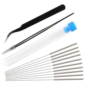 MMOBIEL 13 Pcs 3D Printer Nozzle Cleaning Tool Kit - 0.4mm Stainless Steel Needles incl 2 x Tweezers Filament Clog Cleaner 3D Printer Accessories