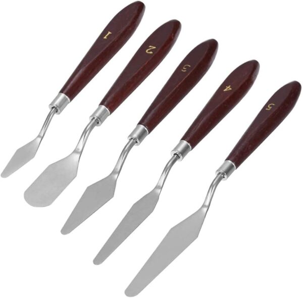 MMOBIEL 5Pcs 3D Printer Accessories 3D Print Removal Tool Shovel Tool Set, Stainless Steel 3D Printer Spatula Palette Knife with Sturdy Wooden Handle to Remove Models from 3D Printers