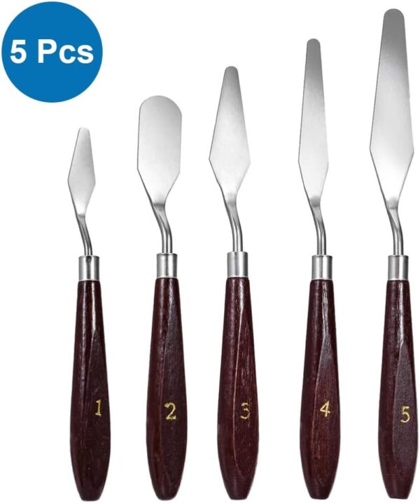 MMOBIEL 5Pcs 3D Printer Accessories 3D Print Removal Tool Shovel Tool Set, Stainless Steel 3D Printer Spatula Palette Knife with Sturdy Wooden Handle to Remove Models from 3D Printers - Image 2