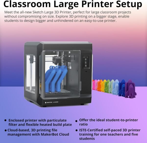 MakerBot Sketch 3D Printer with Fused Deposition Modelling Print Technology (Black, Large) Bundle with PLA Filament for Sketch Classroom and Printers (10-Pack) (2 Items) - Image 2