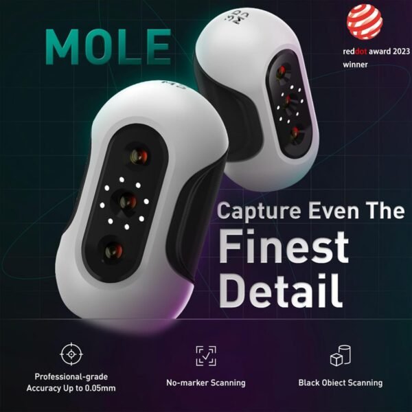 Mole 3D Scanner for 3D Printing - 3D Printer Accessories 0.05mm Accuracy 0.1mm Resolution 10FPS Handheld & Turntable Scan, NIR Light & Visual Tracking Technology, Free 3D Scanning Software - Image 2