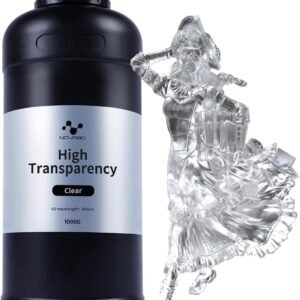 NOVA3D High Clear 3D Printer Resin – Crystal Clear, Tough, Yellowing-Resistant, Low Odor, Fast-Curing 405nm UV Resin (1000g)