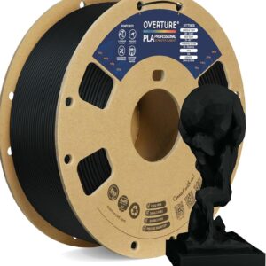 OVERTURE PLA Plus (PLA+) Filament 1.75mm, Stronger & More Durable, Professional Toughness 3D Printer Filament 1kg (2.2lbs), High Precision +/- 0.02mm, Tangle-Free (Black)
