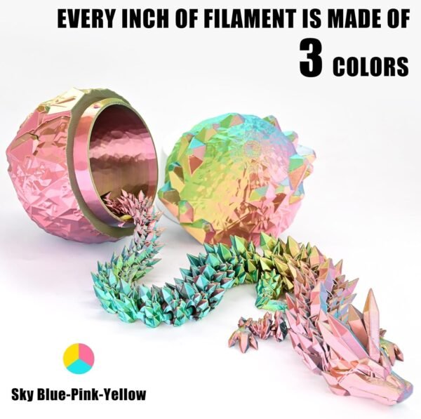 OVV3D PLA Filament 1.75mm Tri-Colors, 3D Printer Filament Silk PLA Filament, Rainbow PLA Filament with Silk PLA Sky Blue, Pink and Yellow, 3D Printing Filament +/-0.02mm, 1kg/2.2lbs - Image 2