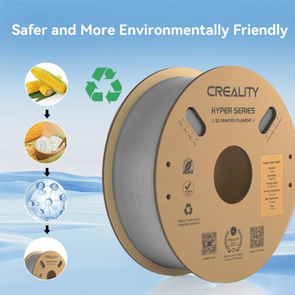 Official Creality Hyper ABS Filament 1.75mm, 3D Printer Filament for High Temperature Resistance, 1kg(2.2lb)/Spool, Dimensional Accuracy ± 0.05 mm, Fits for Most 3D Printers (Gray) - Image 2