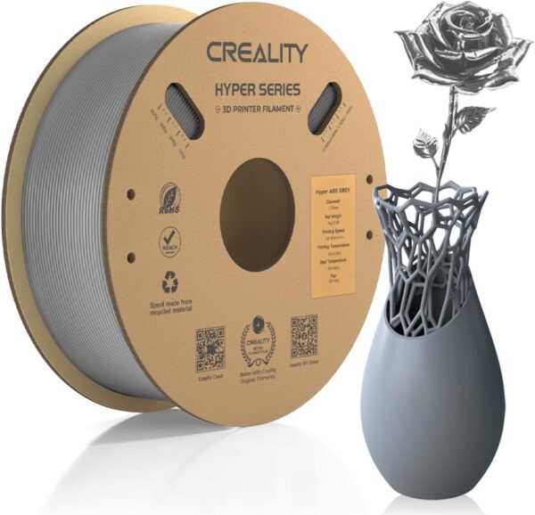 Official Creality Hyper ABS Filament 1.75mm, 3D Printer Filament for High Temperature Resistance, 1kg(2.2lb)/Spool, Dimensional Accuracy ± 0.05 mm, Fits for Most 3D Printers (Gray)