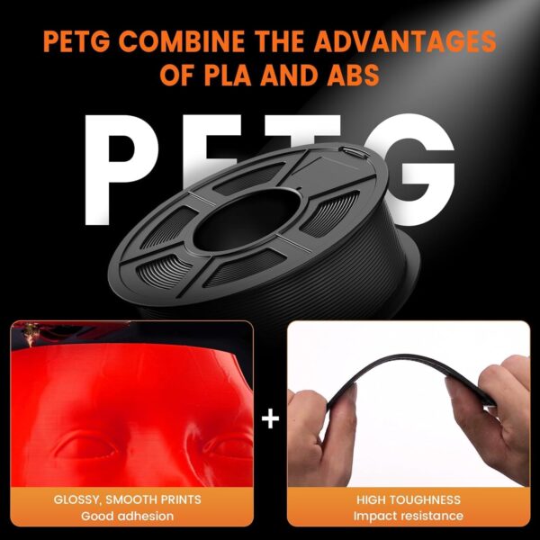 PETG Filament 1.75mm 4KG, 3D Printer Filament Bundle PETG, Strong Toughness, 4 * 1KG(1320M) Filament High Precision, Dimensional Accuracy ±0.02mm,Mint Green+Cherry Red+Chocolate+Sky Blue - Image 2