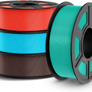 PETG Filament 1.75mm 4KG, 3D Printer Filament Bundle PETG, Strong Toughness, 4 * 1KG(1320M) Filament High Precision, Dimensional Accuracy ±0.02mm,Mint Green+Cherry Red+Chocolate+Sky Blue