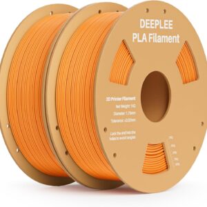 PLA 1.75mm 3D Printer Filament, Dimensional Accuracy +/- 0.02mm, Neatly Wound, No Clogging, Vacuum Package, Fits for Most FDM 3D Printers, 2 Pack 1kg Orange