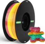 PLA Filament 1.75mm, 3D Printing Filament, High Precision & Toughness, Dimensional Accuracy +/-0.02mm, 1kg(2.2lbs), Odorless, Moisture-Proof, Compatible with Most FDM Printers, Rainbow