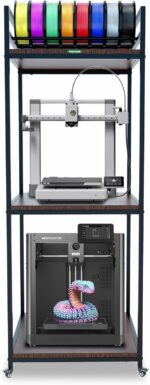 PT2 3D Printer Stand Rack, 3 Tier Heavy Duty 3D Printer Rack with Filament Organizer, Large Capacity for 3D Printers and Printing Filaments Storage with Wheels