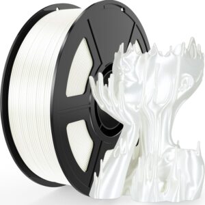 Pearl White Silk PLA Filament 1.75mm, High Gloss PLA Clog-Free 3D Printer Filament, Dimensional Accuracy +/- 0.03mm, 1kg(2.2lbs), Fits for Most FDM 3D Printers