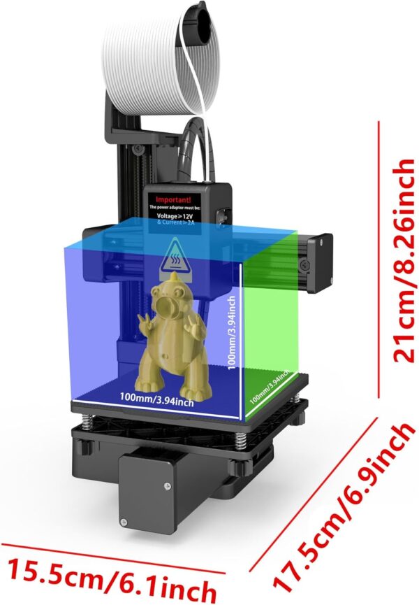 Portable 3D Printer - Compact FDM 3D Printer with Removable Build Plate, PLA & TPU Filament Compatibility, 0.4mm Nozzle, 100x100x100mm Build Volume, Easy-to-Use Design for Beginners - Image 2
