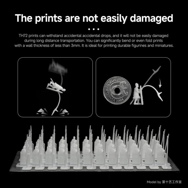 RESIONE 3D Printer Resin, TH72 Flexible Tough Resin with Long-Lasting Toughness and High Elongation, 3D Printing Impact Resistant for Figurines (White 1KG) - Image 2