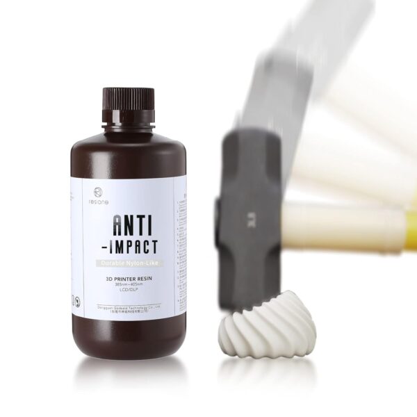 RESIONE Anti-Impact 3D Printer Resin – Nylon-Like, Tough and Wear-Resistant 3D Printing Liquid for High-Precision LCD/MSLA/DLP 3D Printing (White-Grey, 1KG)