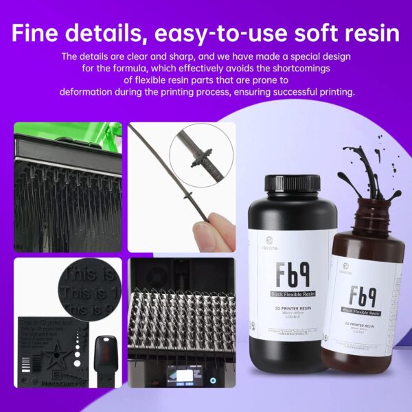RESIONE F69 Flexible 3D Printer Resin 1Kg – 405nm UV-Curing Silicone Rubber-Like Photopolymer for DLP, LCD & MSLA Printers, Ideal for High-Resolution 3D Printing - Image 2