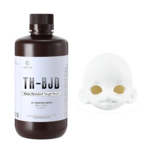 RESIONE Tough 3D Printer Resin, 3D Printing Liquid for BJD Dolls & Articulated Figures – Non-Yellowing, Wear Resistant, Drop-Resistant, ABS-Like UV Resin for LCD DLP MSLA Printers, Ultra White, 1KG