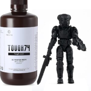 RESIONE Tough 74 3D Printer Resin, Impact-Resistant Photopolymer for LCD DLP MSLA– Wear-Resistant, Low Shrinkage, Durable Resin for Action Figures, Tabletop Miniatures & Joints, Black, 1KG