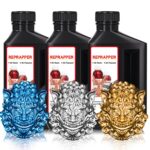 RepRapper 3D Printer Resin, 405nm Fast UV-Curing Color Change 1kg Standard Resin Pack, Photopolymer 3D Printing Resin with Metallic Shine for LCD Printer, Blue/Brass/Silver 3 * 1000g