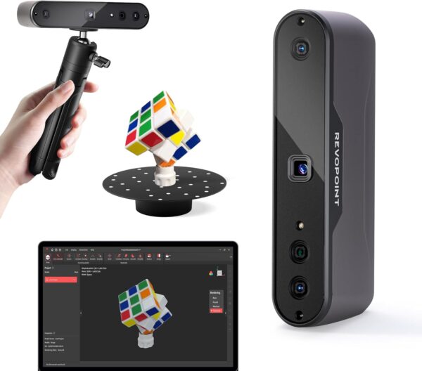 Revopoint Inspire 3D Scanner for 3D Printing Handheld, 3D Printer Scanner 0.2mm Precision, Full Color 3D Model Scanning for Car Customization, Digital Art, DIY Projects, Support Android/iOS/Mac/Win