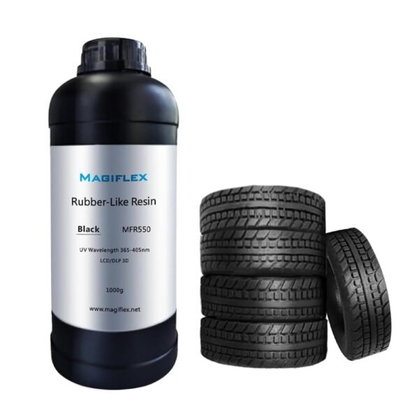 Rubber-Like Flexible Resin for 3D Printer, 405nm Fast UV-Curing Flexible Resin, High Extensibility & Flexbility & Rapid Photopolymer for 14K Capable LCD/DLP/SLA 3D Printing (1000g） (Black)