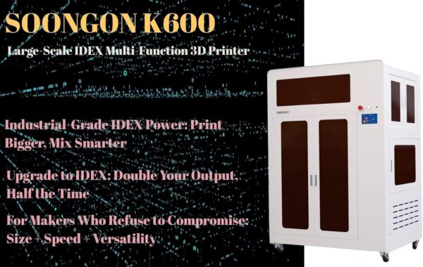 SOONGON K600 Large-Scale 3D Printer, IDEX Dual Independent Extruders, 600x600x800mm Build Volume, 300°C High-Temp Nozzle, 7-inch Touchscreen - Image 2