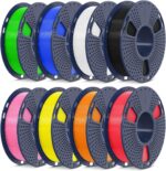 SUNLU 3D Printer Filament Bundle Multicolor PETG Filament 1.75mm, Individually Vacuum-Sealed, 2kg in Total, 0.25kg per Spool, 8 Pack, 8 Colors, Black+White+Red+Yellow+Pink+Blue+Orange+Green