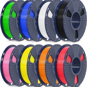 SUNLU 3D Printer Filament Bundle Multicolor PETG Filament 1.75mm, Individually Vacuum-Sealed, 2kg in Total, 0.25kg per Spool, 8 Pack, 8 Colors, Black+White+Red+Yellow+Pink+Blue+Orange+Green