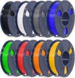 SUNLU 3D Printer Filament Pack, 0.25kg Each Spool, Total 2kg, Mini Spool, PLA+ Filament 1.75mm, 8 Packs, Black+White+Grey+Blue+Green+Red+Orange+PureYellow