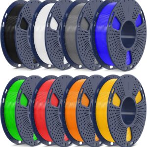 SUNLU 3D Printer Filament Pack, 0.25kg Each Spool, Total 2kg, Mini Spool, PLA+ Filament 1.75mm, 8 Packs, Black+White+Grey+Blue+Green+Red+Orange+PureYellow