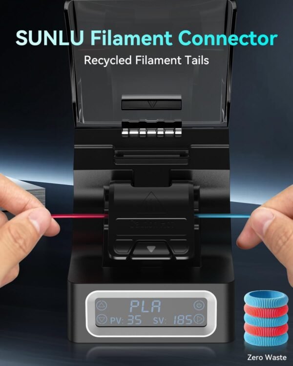 SUNLU Official Filament Connector, Fast Heating Filament Connector for 3D Printer Filament 1.75mm, Up to 240°C, Compatible with PLA PETG TPU ABS PA Nylon, Easy to Use, Pack with 200PCS PTFE Sleeve - Image 2