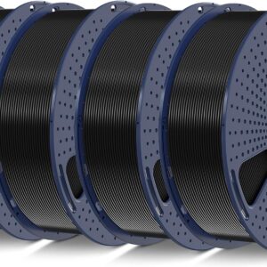 SUNLU PLA+2.0 3D Printer Filament Bundle, 4KG Upgrade PLA+ Filament 1.75mm, Tougher and Stronger, Dimensional Accuracy +/-0.02mm, 1KG per Spool, 4 Packs, Black