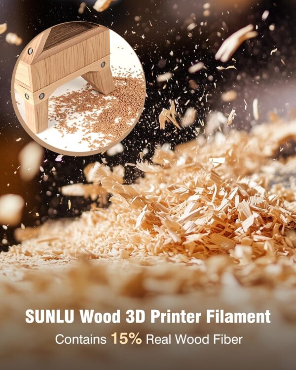 SUNLU Real Wood Fiber PLA Filament, Neatly Wound 1.75mm Dimensional Accuracy +/- 0.03mm, Fit Most FDM 3D Printers, 4kg in Total, 1kg per Spool, 4 Pack,（Wood+Fiber Cherry+Fiber Maple+Fiber Walnut） - Image 2
