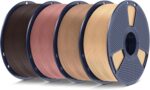 SUNLU Real Wood Fiber PLA Filament, Neatly Wound 1.75mm Dimensional Accuracy +/- 0.03mm, Fit Most FDM 3D Printers, 4kg in Total, 1kg per Spool, 4 Pack,（Wood+Fiber Cherry+Fiber Maple+Fiber Walnut）