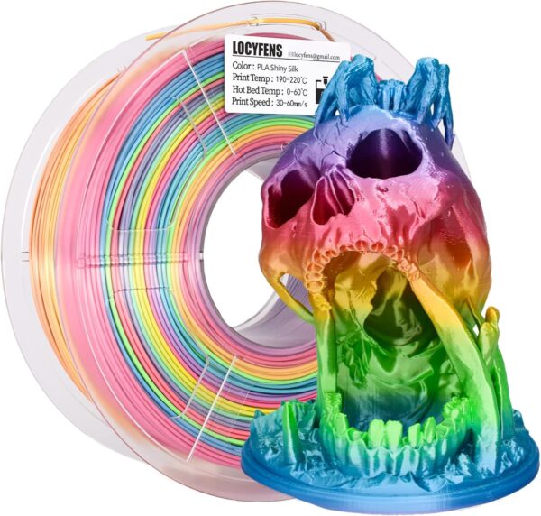 Silk PLA Filament Multicolor, 3D Printer Filament Rainbow PLA Filament 1.75mm +/- 0.02mm, 3D Printing Filament 1kg/2.2lbs