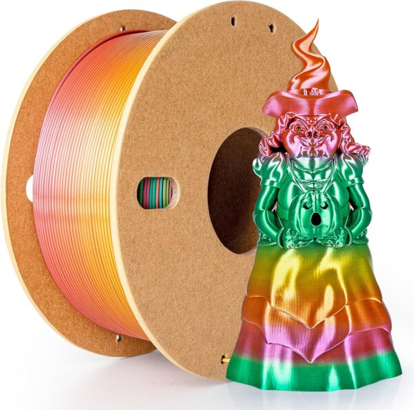 Silk Rainbow PLA Filament 1.75mm Silk PLA 3D Printer Filament Shiny Fast Color Changing Gradient Filament 3D Printing Filament Fit Most FDM Printers, 500g Spool(1.1lbs), Macaron Series