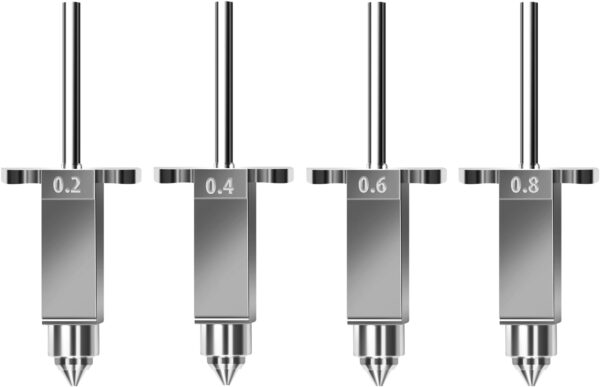 Sovol SV08 Nozzles and Heat Block Kit Includes 0.2mm*1pc/0.4mm*1pc/0.6mm*1pcs/0.8mm*1pc for Sovol SV08/T300 4pcs in Total