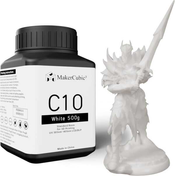 Standard Resin Fast Curing, for 395-405nm UV Light Curing 3D Printing Liquid，Well Formed(White,500g）