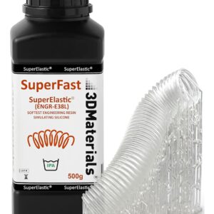 SuperElastic 3D Printer Resin, Softness 60A Simulating Soft Silicone, Made in Korea by 3DMaterials (500g, Clear)