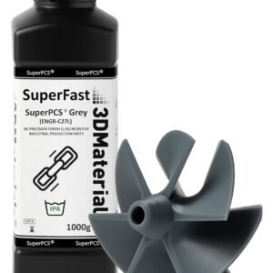 SuperPCS 3D Printer Resin, Toughest and Fastest, 50um 1.8GPa Print in 1.5 sec, Made in Korea by 3DMaterials (1000g, Grey)