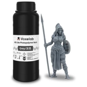 VOXELAB ABS-Like 3D Printer Rapid Resin 405nm LCD UV-Curing Resin Standard Photopolymer Resin for LCD 3D Printing – 500g (Grey)